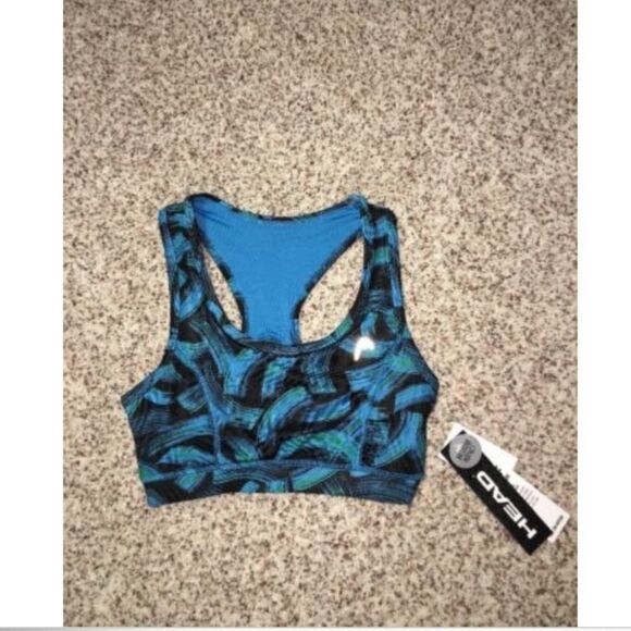 Head Sports Bra Size XS Blue Black Dri Motion NWT - Picture 1 of 3